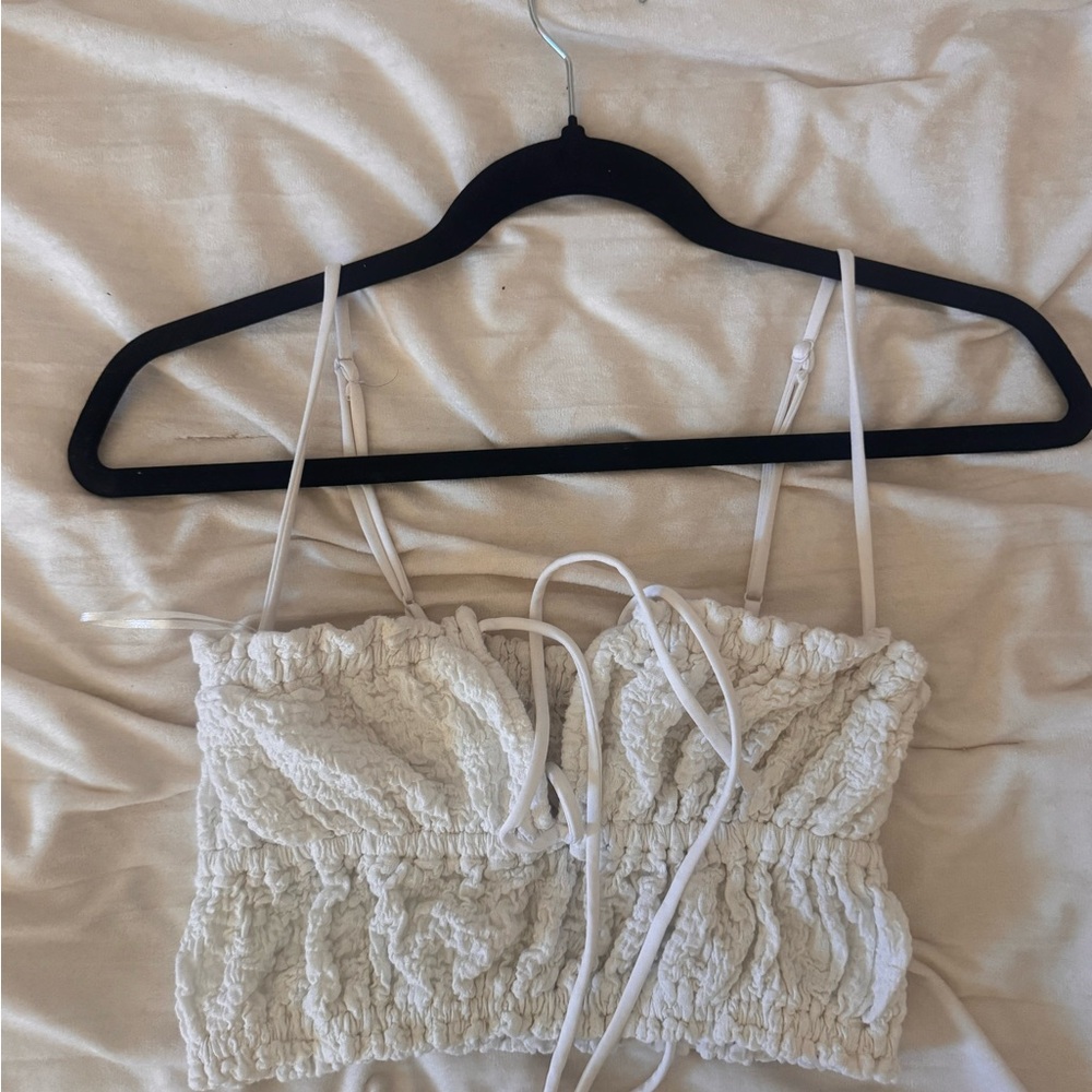 Garage White Crinkle Tank Top